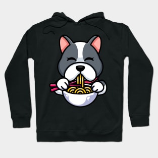 Cute dog eating ramen with chopstick cartoon Hoodie